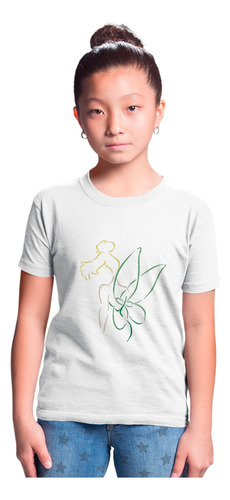 Playera Blanca Estampada De Campanita Y Peter Pan