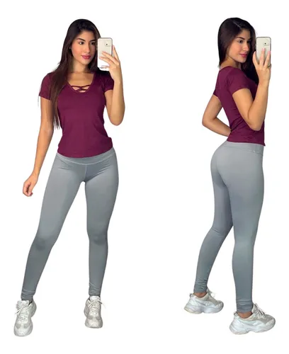 Conjunto Deportivo 2 Piezas Dama Lycra Fit + Blusa Ropa Gym