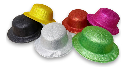 24 Sombrero Bombín Diamantina Fiesta Cumpleaños Noche Boda Surtido