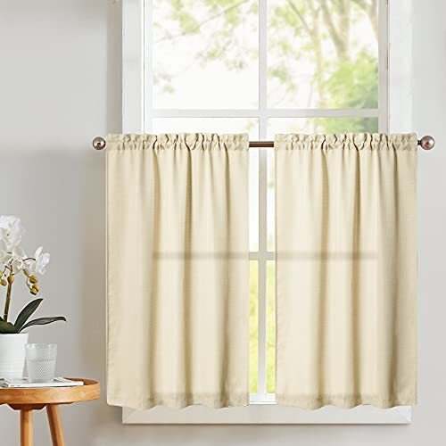 Vangao Beige Cocina Cortinas 24 Inch Tier Cortinas Vwkrh