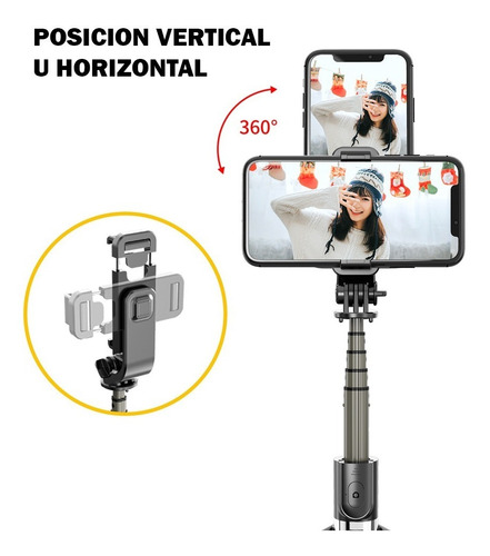 Imagen 6 de 10 de Palo Selfie Celular Gopro Bluetooth Aluminio Tripode 82cm