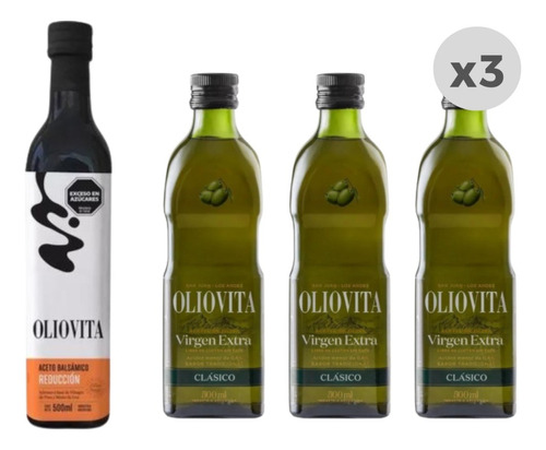 Aceites De Oliva Oliovita 500ml X3 + Aceto Reducción 500ml