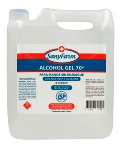 Alcohol gel Sanyfarm Industrial en bidón fragancia a aloe vera 5 L 5 kg
