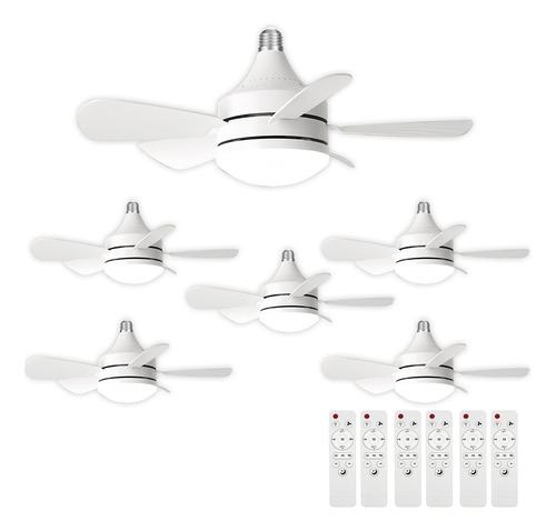 50w Luces De Techo Con Ventilador Con Mando A Distancia 6pcs Blanco