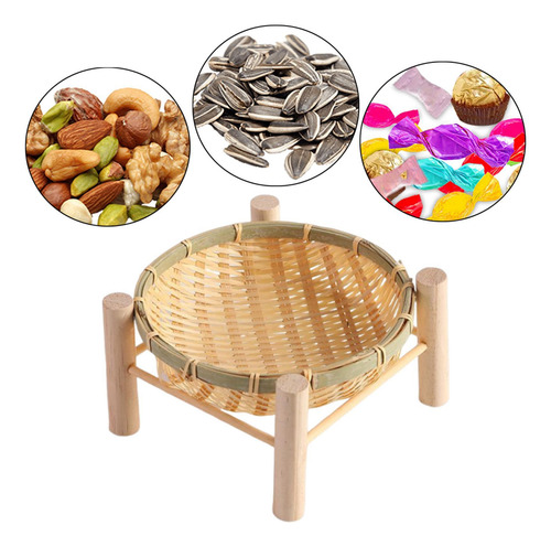 Bandeja De Cesta De Bambú, Bandeja Para Servir, 18cm Madera