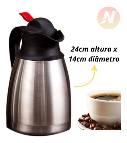 Imagem 2 de 7 de Jarra Térmica Garrafa Inox 1270ml Cafeteira E Chaleira