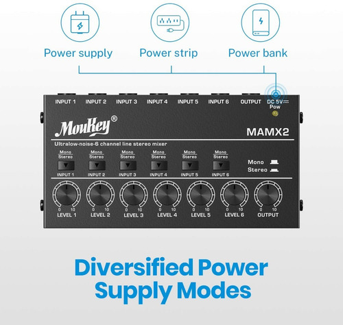 Imagen 5 de 7 de Interfaz De 6 Canales Moukey Grabación Studio Stereo