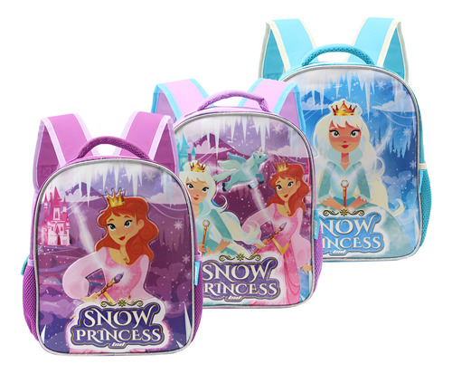 Mochila Espalda 14 Pulgadas Snow Princess Color Rosa Diseño de la tela Lisa