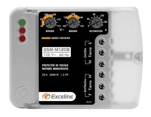 Protector Voltaje 220v Exceline M120b-3 Motores Monofásicos