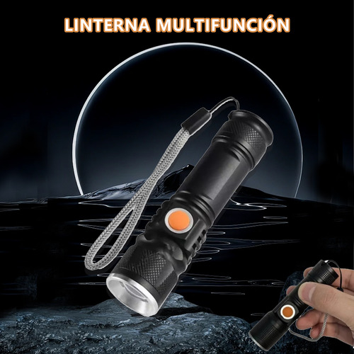 1000 Lm Mini Linterna Portátil Recargable Con Zoom Cgq 60 W