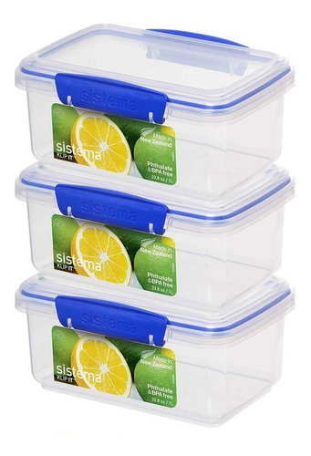 3 Contenedores Rubbermaid Sistema Klip It 1 Litro Original