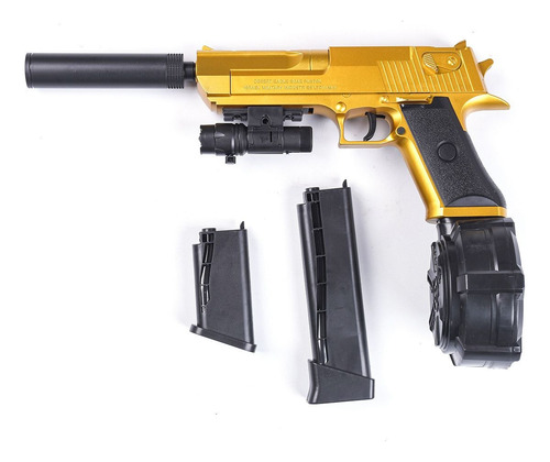 Arminha Bolinha De Gel Pistola Desert Eagle Glock Automática Dourado