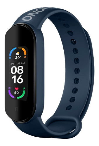 Smartband Suono M6 M6 caja de  plástico, malla  azul de  silicona y bisel de  acero inoxidable