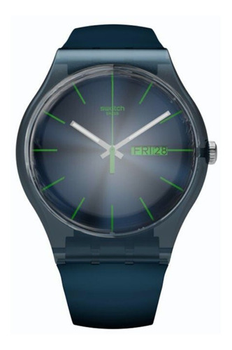 Imagen 1 de 10 de Reloj Swatch Unisex Blue Rebel Suon700 Sumergible Silicona