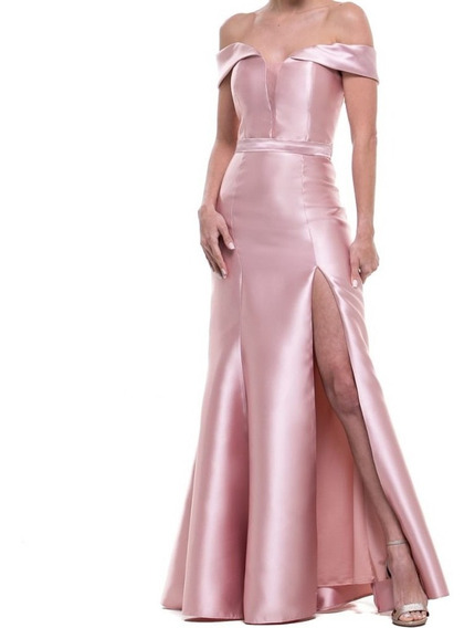 vestido longo rose gold