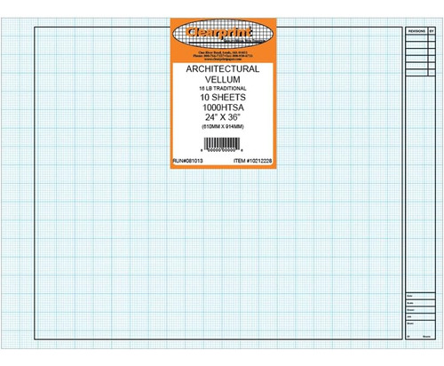 1000h Design Vellum Sheets With Architect Title Block A...