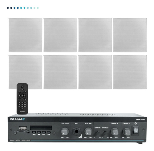 Kit Som Ambiente Frahm 1600 App  + 8 Arandelas 40w Branca