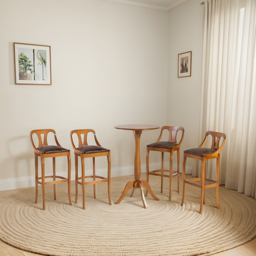 Conjunto De Mesa Bistrô Com 4 Banquetas Napoleão Imbuia