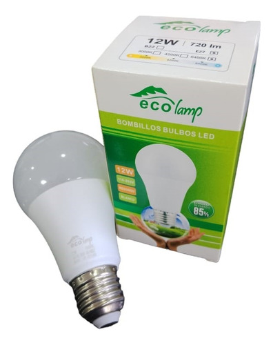 Bombillo Led Ecolamp Tipo Bulbo 12 W E27 6400 K (2 Unid.) 