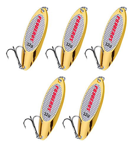 5x Cucharas De Pesca Señuelos Cucharas De Oro 32g