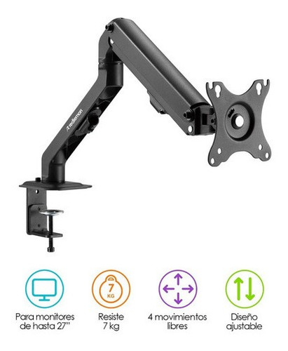 Suporte para monitor hidráulico Redlemon de até 27 polegadas, cor preta
