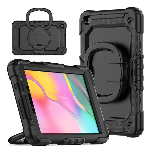 Funda Negra Con Asa Y Soporte Para Galaxy Tab A 8.0 De 8 Pul