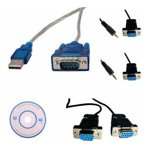 Kit Cabo Recovery Rs 232 Db9 Usb + Cabo Db9 Femea Db9 P2/p1