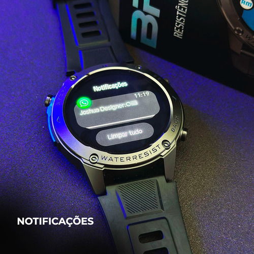 Smartwatch Brave | Gps | 5atm Aprova De Água Do Mar | Azul-escuro Preto Preto
