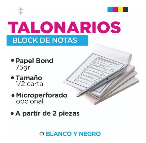 Talonarios En Bond Con Impresión Blanco Y Negro