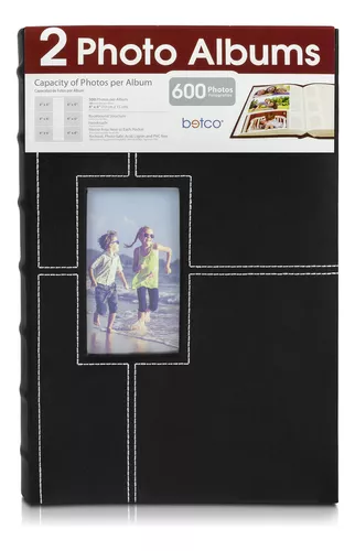 Paquete de 2 Albumes Fotográficos Betco, Album para Fotos Encuadernados y  Cosidos a Mano. Capacidad para 600 Fotos (300 por Álbum). Tapa Dura 10x15  Cm (Color Negro)