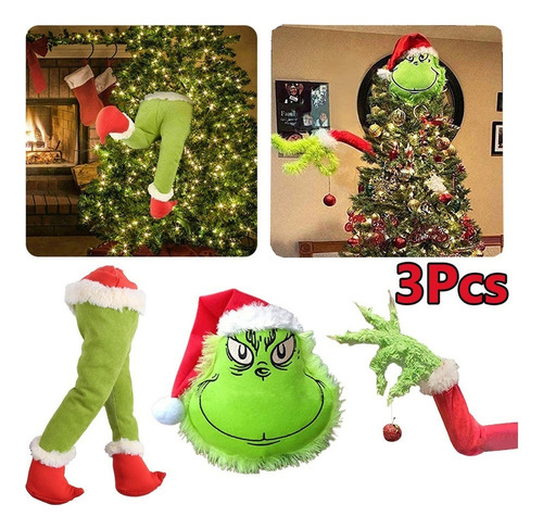 A Cb . 3 Adornos For Árbol De Navidad Grinch Brazo + Cabeza
