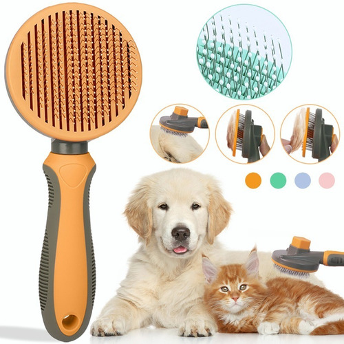 Cepillo Peine Deslanador Perro Gato Para Quita Pelo 2 En 1 Color Naranja