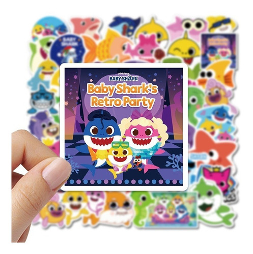 Imagen 3 de 4 de Tiburón Bebé - Set De 50 Stickers / Calcomanías / Pegatinas