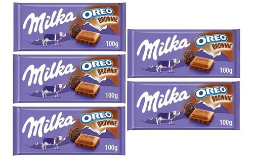 Kit 5 Chocolate Milka Oreo Brownie 100g