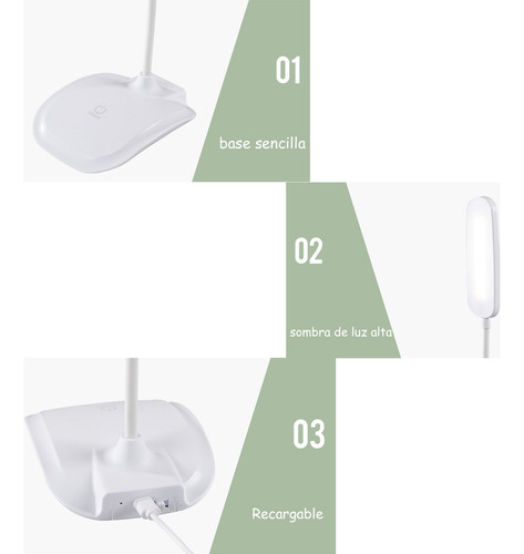 Luckilym Lámpara Led Escritorio Ajustable Recargable Usb, 3200mah