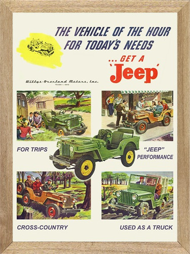 Jeep Willys , Cuadro, Poster, Publicidad,    H293