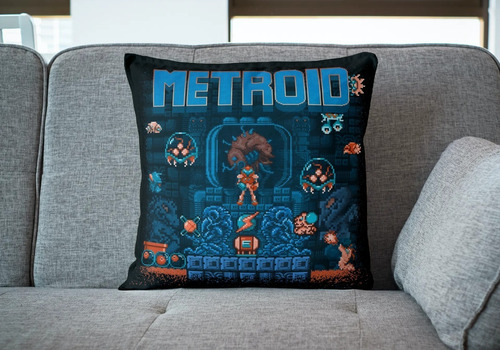 Cojin Decorativo Metroid Portada Retro Clasico Nintendo Color Metroid 02