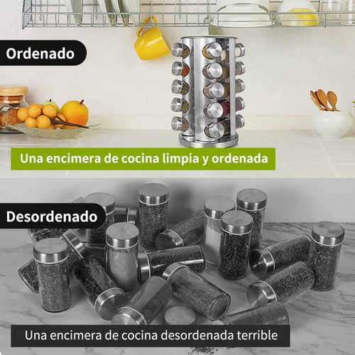 Imagen 4 de 9 de Condimenteros Especiero Giratorio Cocina 20 Frascos