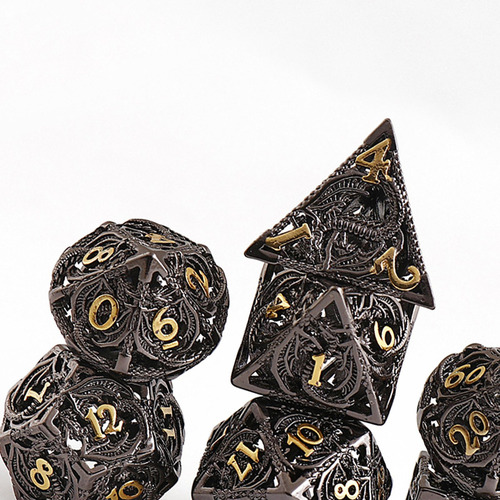 Nuevo Juego De Dados De Metal Hueco Dnd De 7 Piezas Con