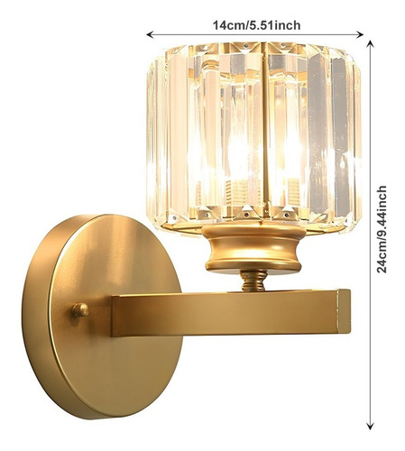 Lámpara De Pared De Interior Cristal Decorativa Moderna Estructura ronda dorada