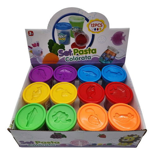 Set De Masas Caja Grande 6 Colores 12 Unidades Plasticina