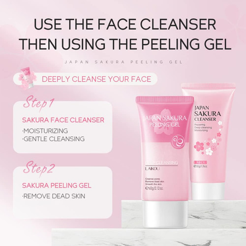 Gel Exfoliante Facial Sakura Para Mujer, Limpiador Facial Y