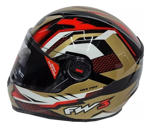 Capacete Fw3 Gtn Fox Rosa Azul Vermelho Amarelo Cinza