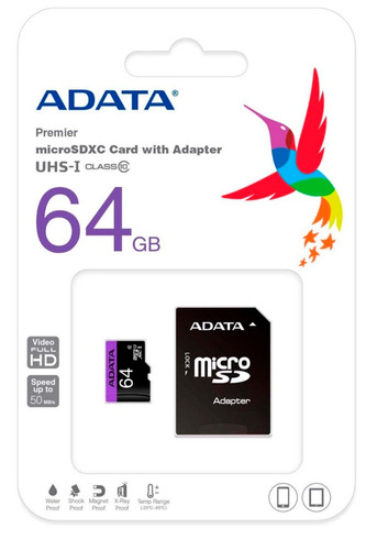 Memoría Micro Sd 64gb Clase10 Adata