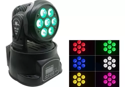 Foco Fiesta Disco Cabeza Movil Robotico Par 7 Led Rgbw Dmx