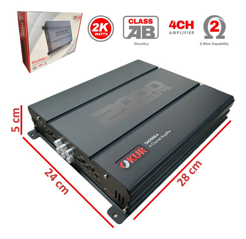 Okur Oa2000.4 2000w de 4 canais por amplificador Db Drive, cor preta