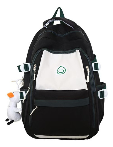 Mochila De Ocio Repelente Al Agua, Mochila De Estudiante De Campus De Gran Capacidad De Moda, Mochila De Viaje De Alto Valor, Negro Nylon