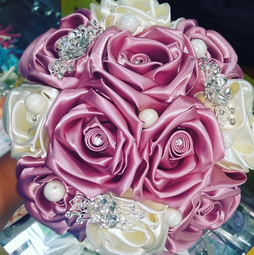 Bouquet De Tela Y Strass Diamond. Vestido De Novia