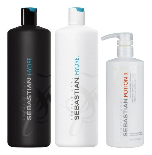 Shampoo 1000ml + Acondicionador + Potion 9 Sebastian Hydre