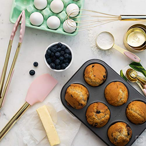 Juego De Utensilios De Cocina Dorados Y Rosas Con Soporte -